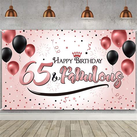 65th Birthday Party Decoration Large Rose Gold 65 And Fabulous