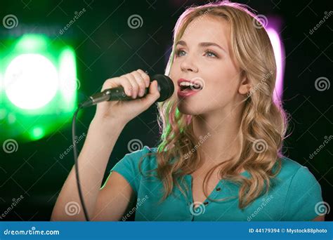Portrait Of Young Beautiful Girl Singing Stock Photo Image Of Music