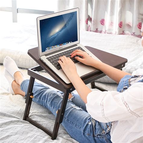 Ktaxon Bamboo Laptop Desk Bed Tray With Multi Position Adjustable