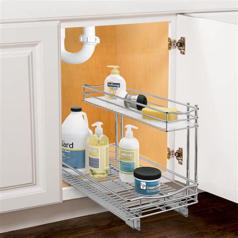 Lynk Professional Slide Out Under Sink Cabinet Organizer 115 In X 18 In Chrome Ebay