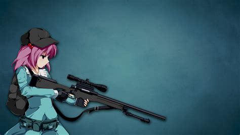 Woman Holding Awp Anime Character Illustration Anime Gun Sniper