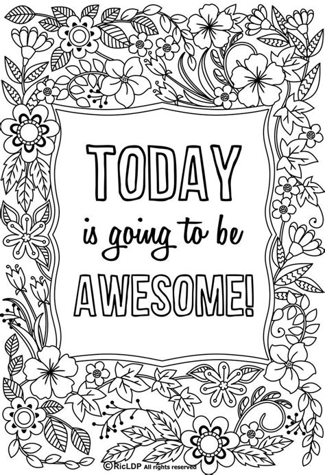 today     awesome flower design coloring page  adults quote coloring pages love