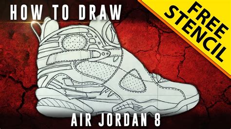 How To Draw Air Jordan 8 W Downloadable Stencil Youtube