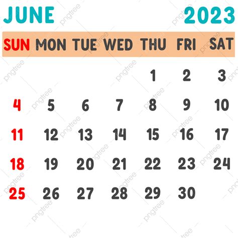 June 2023 Calendar White Transparent Simple Design Of June Calendar