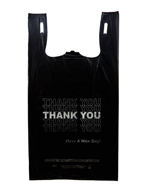 Overall height of the bag is from the bottom of the bag to the top of the handle. Amazon.com: Plastic Bag- Economy 'Thank You' Silver Print ...