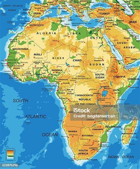 แอฟริกาฟิสิคแผนที่ ภาพประกอบสต็อก ดาวน์โหลดรูปภาพตอนนี้ แผนที่