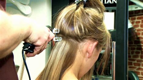 Get rid of any tangles by brushing small sections of your hair. Apply Pre bonded Glue in hair extensions - YouTube