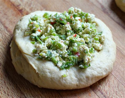 Feta And Red Chilli Stuffed Naan Bread A Glug Of Oil