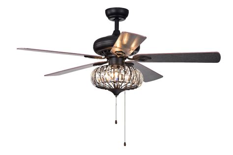 Chrysaor 3 Light Crystal 5 Blade 52 Inch Brown Ceiling Fan Walmart