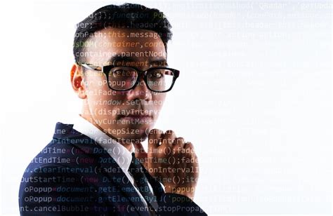 Premium Photo Portrait Of Asian Businessman With Lines Of Code On His