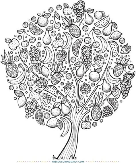 Free Fruit Tree Coloring Page Free Coloring Daily