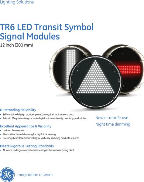 Ge Appliances Transit Signals Specification Sheet Rail Tr6 Led Symbol