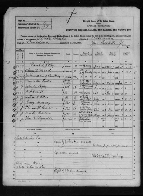 Your Ancestor In The 1890 Veteran Census Schedule Boundless Genealogy
