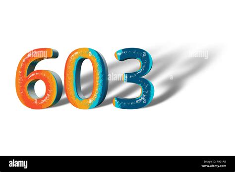 3d Number 603 Six Hundred Three Lively Colours Stock Photo Alamy