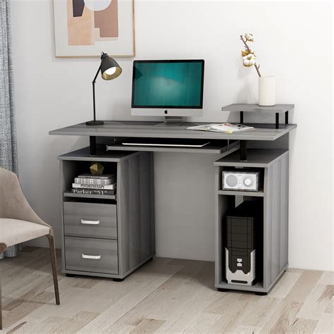 Merax Computer Desk with Keyboard Tray Slide-out Cabinet Two Drawers - Walmart.com - Walmart.com