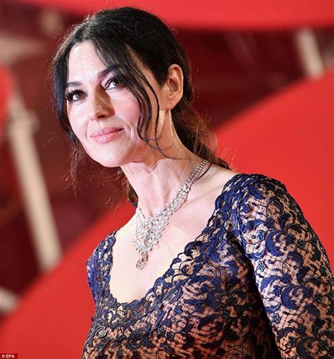 monica bellucci amps up the sex appeal in semi sheer lace dress at venice film festival daily