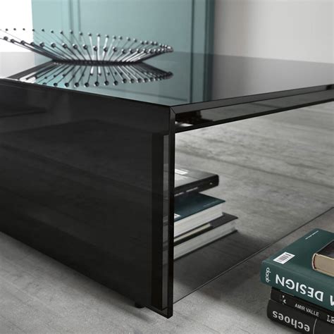 Ghotam Square Smoked Glass Coffee Table With 2 Drawers Klarity