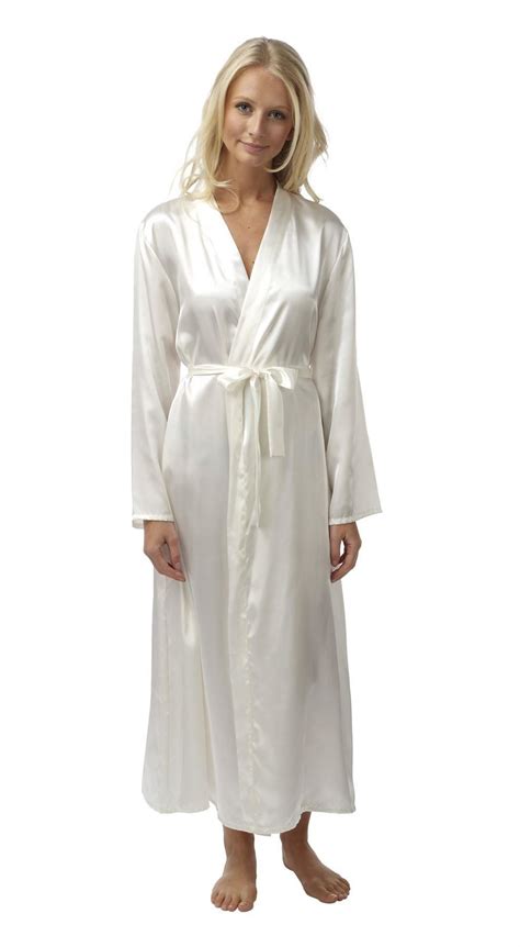 Ladies Long Satin Robe Wrap Deep Lace Plus Size Nightwear Sleepwear Ebay