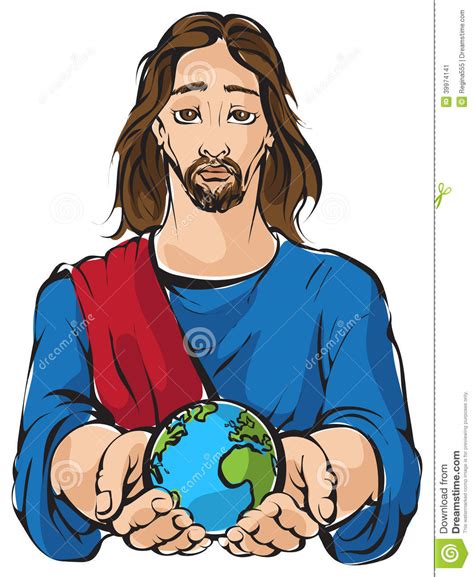 Jesus Holding Gasoline Pumps Vector Illustration