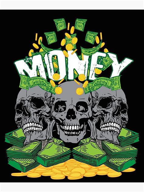 Money Skull Gold Dollar Bills Euro Money Art Print By Tarek25 Redbubble