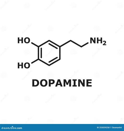 Dopamine Human Hormone Molecule Chemical Structure Stock Illustration