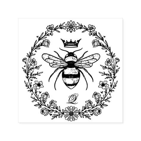 Elegant Rustic Vintage Crown Honey Queen Bee Self Inking Stamp Zazzle