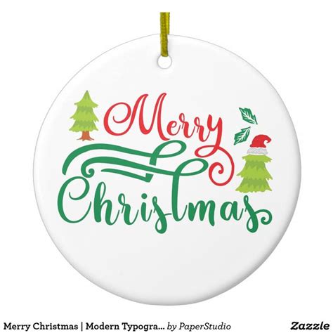 Merry Christmas Modern Typography Ornament Zazzle Unique