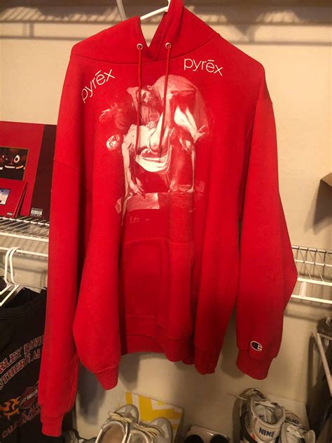 Champion Red Pyrex Vision Religion Hoodie Grailed