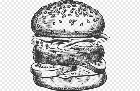 Burger Sketch Illustration Hamburger Cheeseburger Veggie Burger Fast