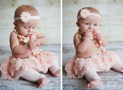 Baby Photo Cute Six Month Baby Girl With Pink Roses Tutu