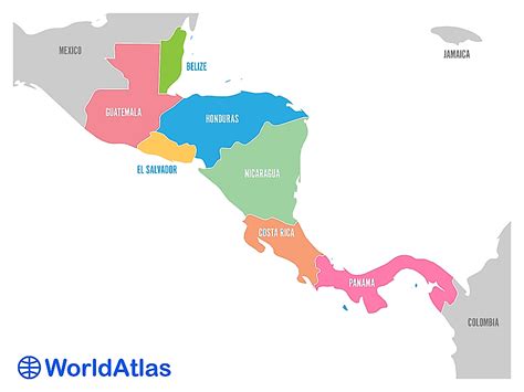 Central America Map Countries And Capitals Uno