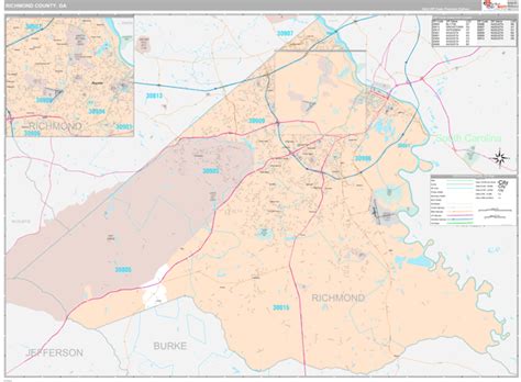 Richmond County Ga Wall Map Premium Style By Marketmaps Mapsales
