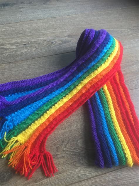 Hand Knitted Rainbow Scarf For Children Rainbows Have Etsy Uk