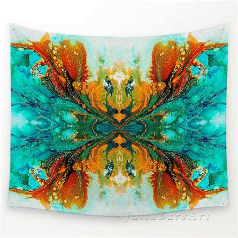A liberal dose of spicy orange is the detail that makes this kitchen really special. Wall Tapestries Wall Hanging Tapestry Teal Turquoise Burnt