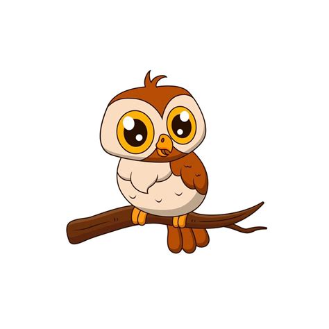 Vector Cartoon Cute Owl On A Branch 8088681 Vector Art At Vecteezy