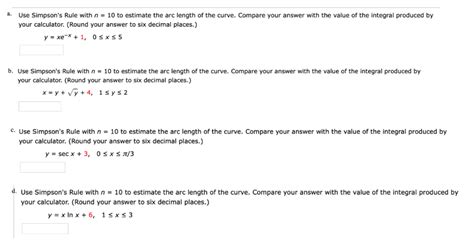 Secx или secx cosec x : Solved: Use Simpson's Rule With N = 10 To Estimate The Arc ...