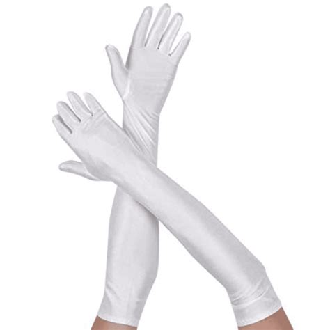 Long Satin Gloves White The Costumery