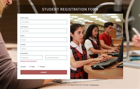 Student Registration Form Bootstrap Responsive Template Ph