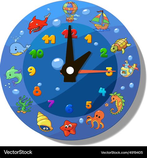 Funny Cartoon Clock For Kids Royalty Free Vector Image