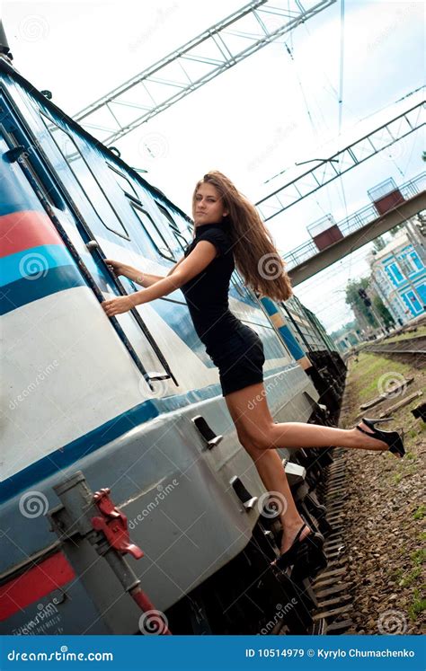 Girl On The Train Stock Image Image Of Beautiful Brunet 10514979