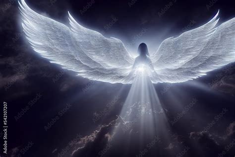 Angel Spirit With Long Wings In Heaven Generative Ai Stock Illustration Adobe Stock