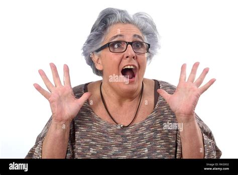Surprised Woman On White Background Stock Photo Alamy
