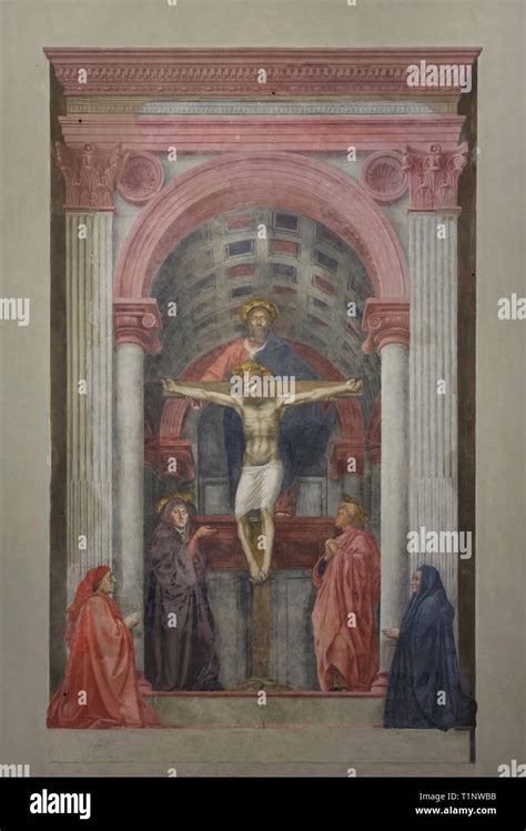 Fresco Holy Trinity By Italian Renaissance Painter Masaccio 1425 In