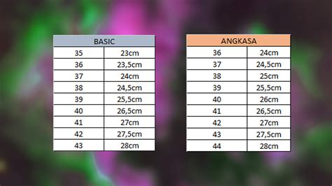 Size Chart Sepatu Johnson