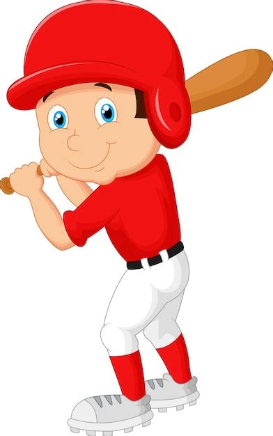 Premium Vector Cartoon Boy Playing Baseball