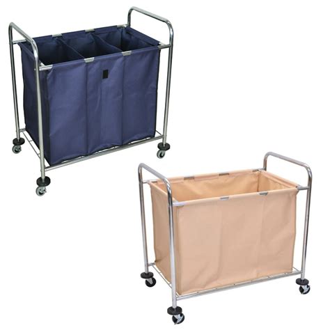 Luxor Laundry Cart With Chrome Plated Steel Frame And Heavy Duty Canvas