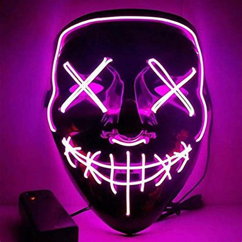 Halloween Led Glow Mask 3 Modes El Wire Light Up The Purge Movie