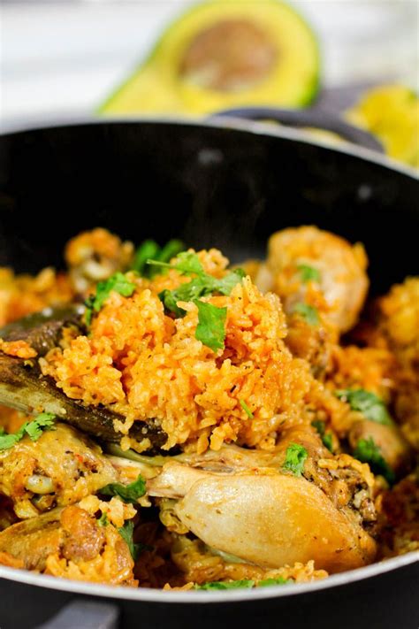 To serve, divide the arroz con pollo equally among four serving plates. Arroz Con Pollo (Puerto Rican rice with chicken) | Recipe ...