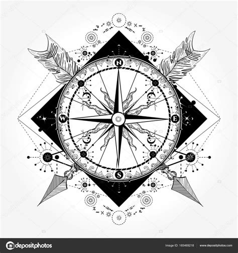 Compass Tattoo And T Shirt Design Compass And Crossed Arrows Stock Vector Image By ©intueri