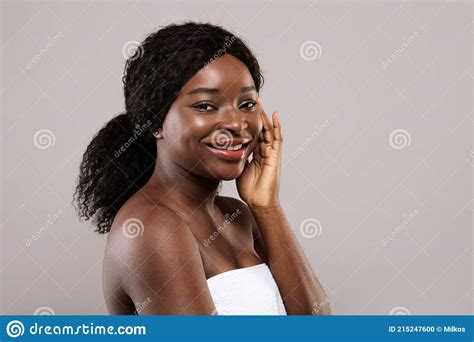 Portrait Of Attractive African Female With Flawless Skin Posing Wrapped